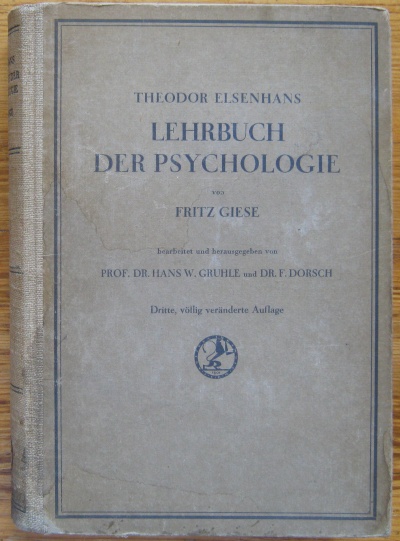 LEHRBUCH DER PSYCHOLOGIE, THEODOR ELSENHANS, 1939