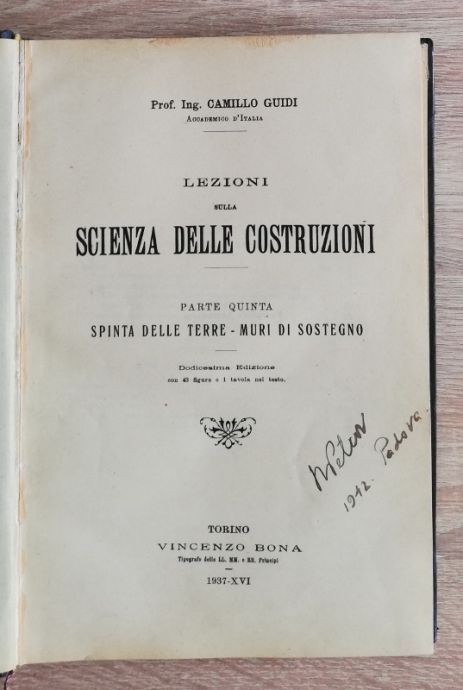 LEZIONI SULA SCIENZA DELLE CONSTRUZIONI, CAMILLO GUIDI, 1829-1937