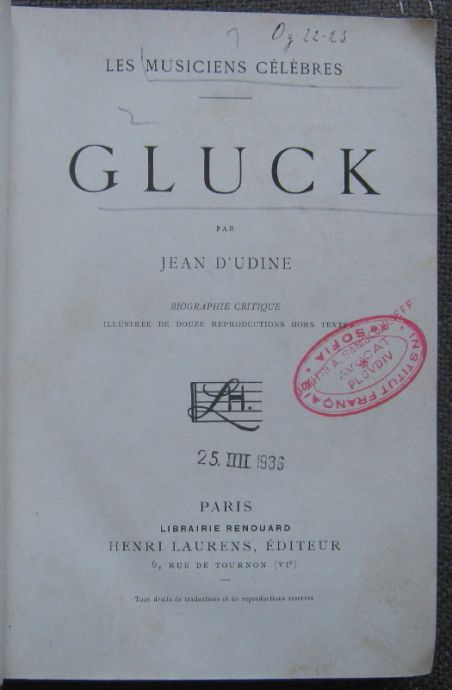 GLUCK JEAN D'UDINE SHUMAN CAMILLE MAUCLAIR, 1930