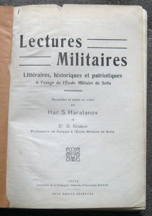 LECTURES MILITAIRES, HAR S. HARALANOV, D. KIRIAKOV, 1915